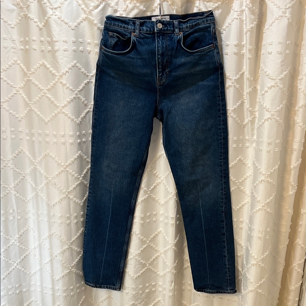 Reformation Dark Blue Straight Leg Jeans
